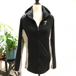 Gymshark Full Zip Hoodie Sweatshirt Grey/Black Medium